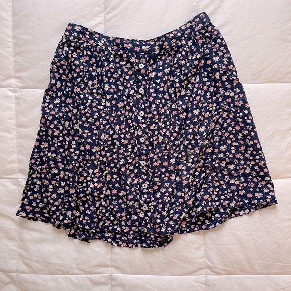 Navy Blue Floral Skirt - Picture 1 of 1